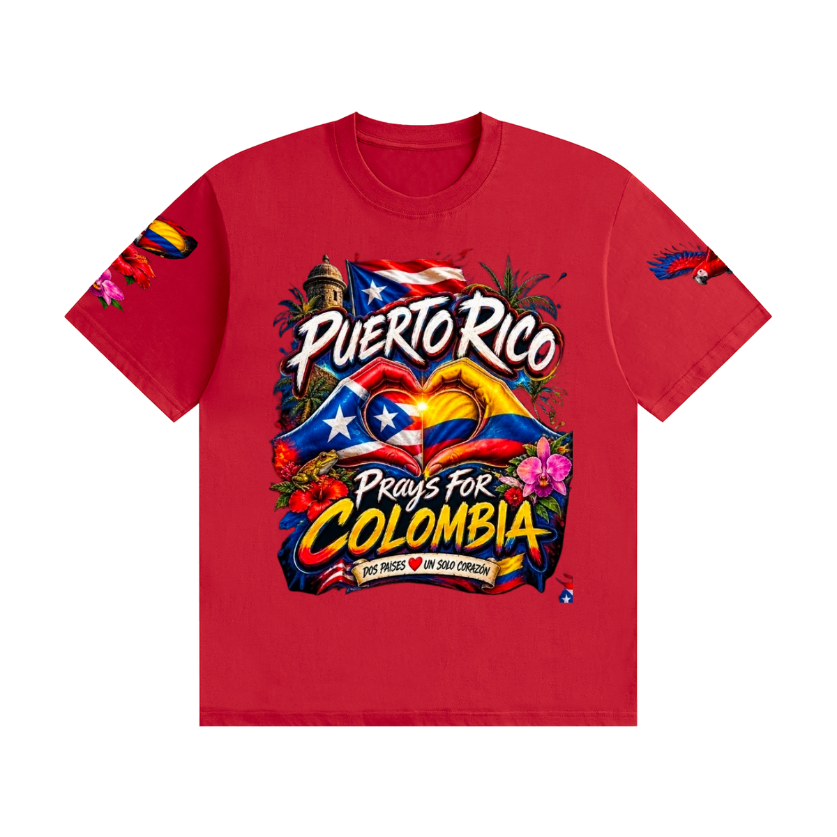 Puerto Rico Prays for Colombia  – Unidos de Corazón T-Shirt Unisex Seamless Cotton T-Shirt