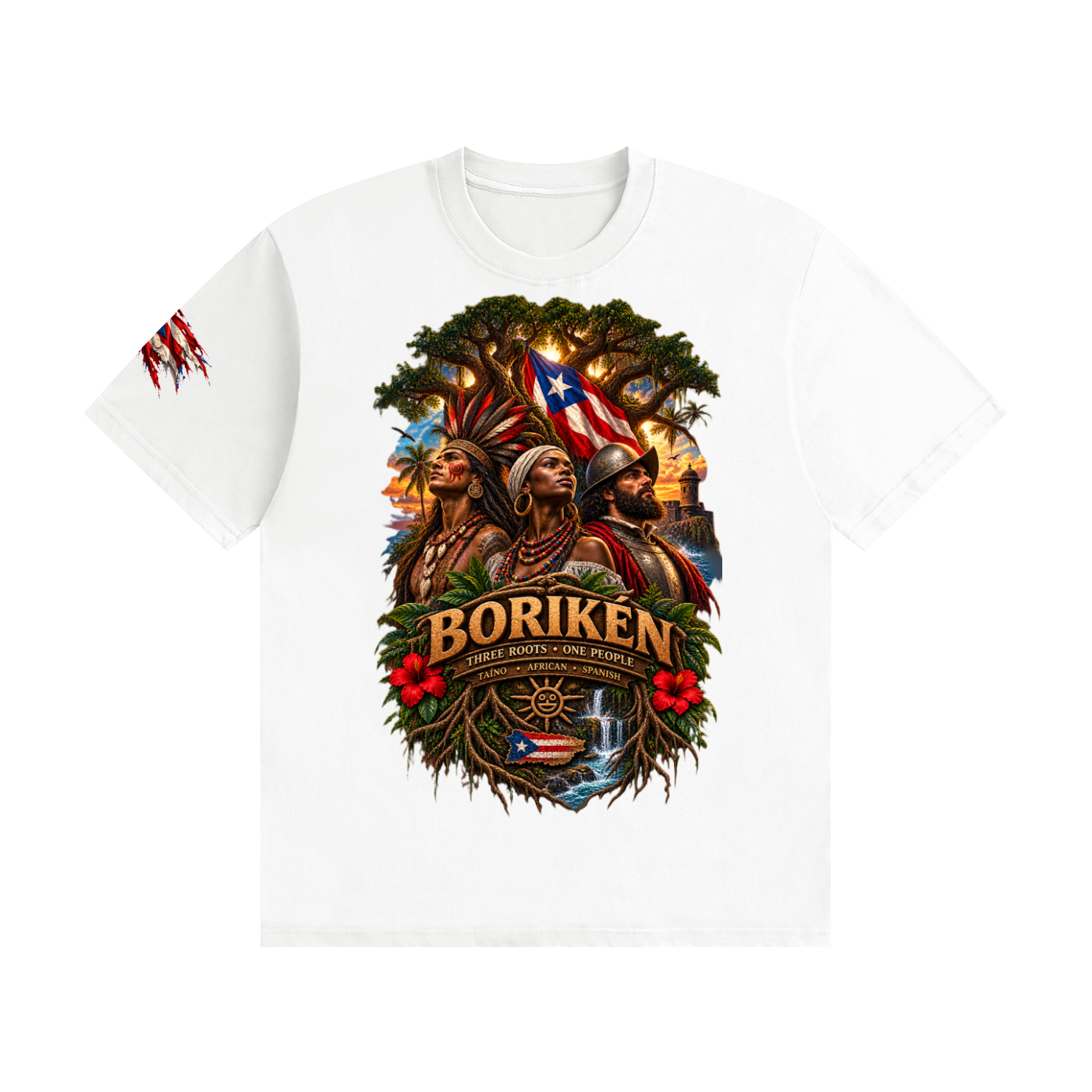 BORIKÉN Roots — Puerto Rican Heritage Graphic T-Shirt Unisex Seamless Cotton T-Shirt