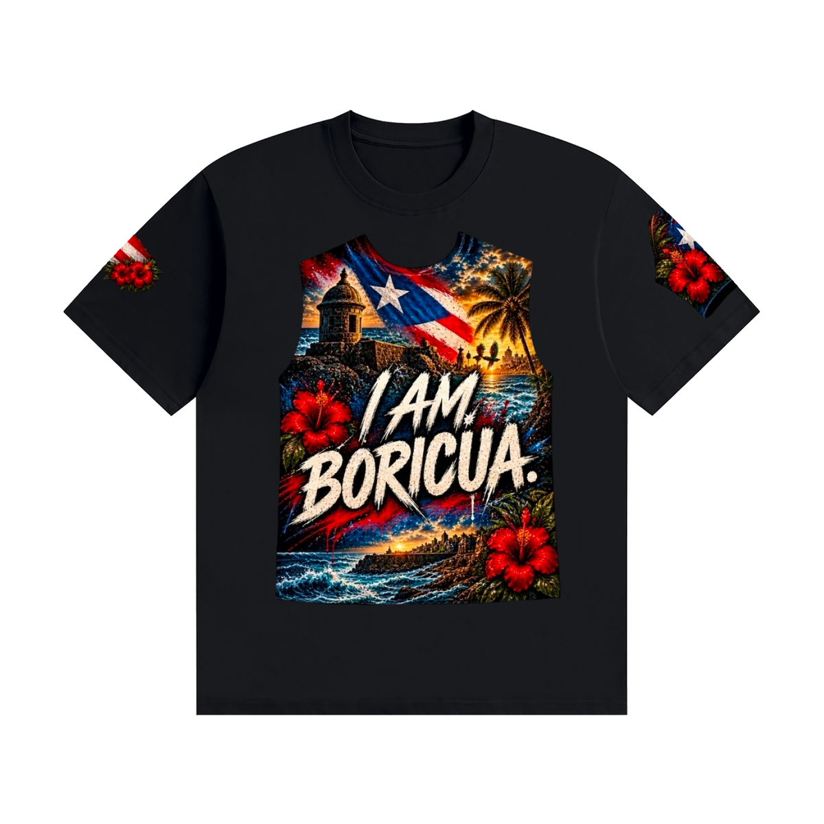 I AM BORICUAPuerto Rico Heritage Graphic T-Shirt Unisex Seamless Cotton T-Shirt