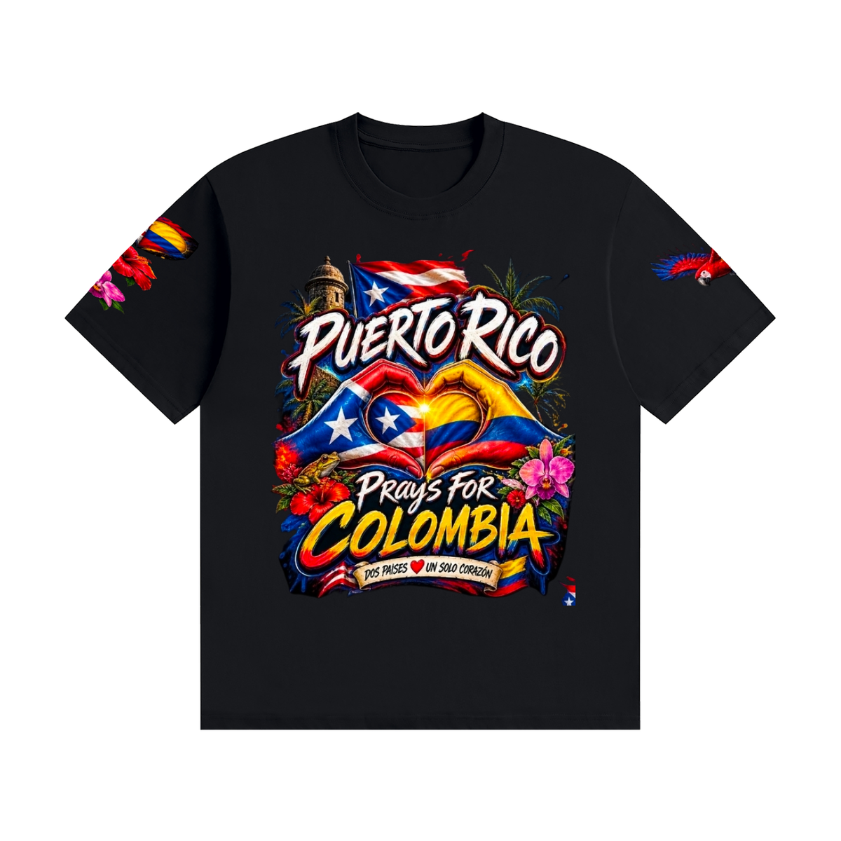 Puerto Rico Prays for Colombia  – Unidos de Corazón T-Shirt Unisex Seamless Cotton T-Shirt