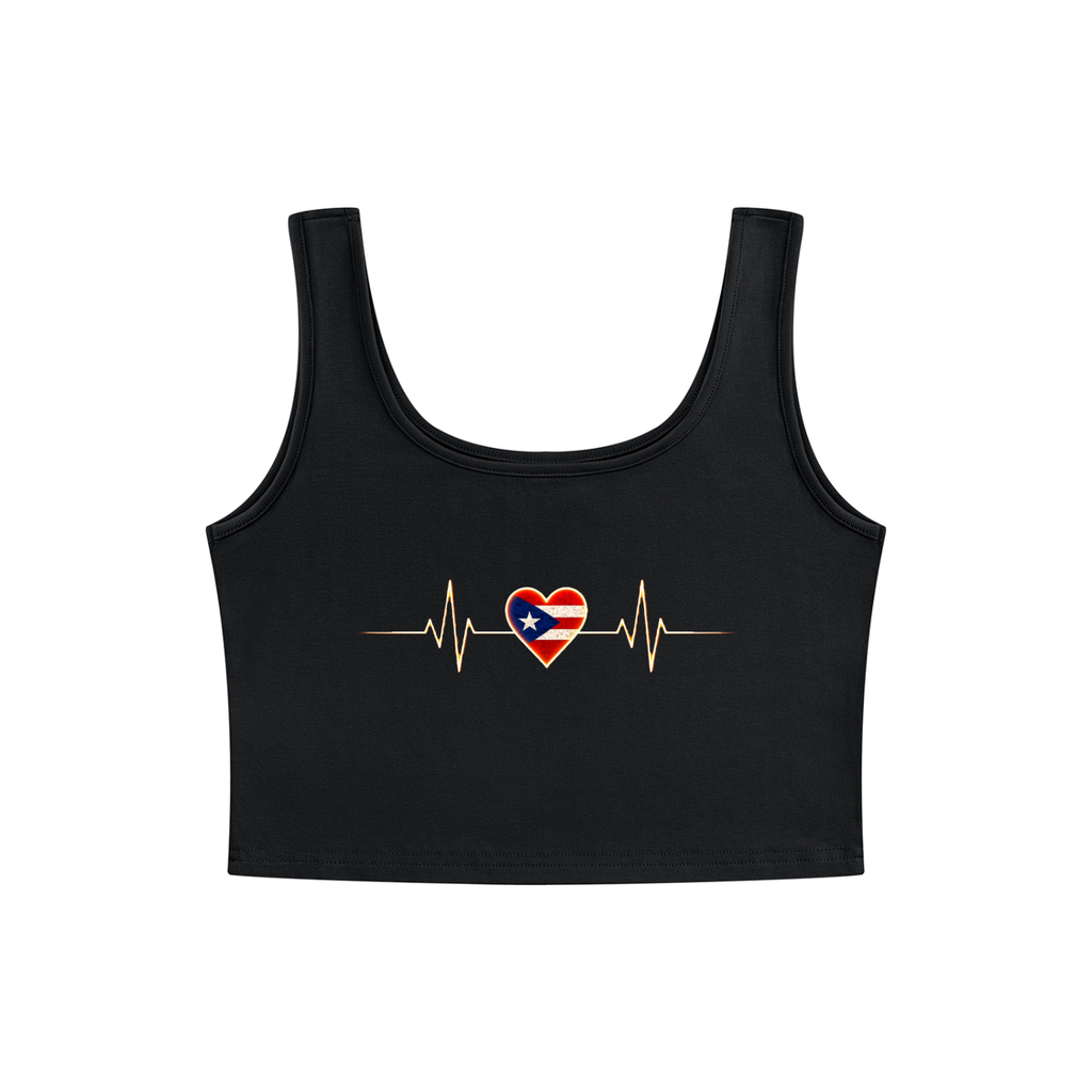 Puerto Rico Heartbeat Women’s Crop Tank Top Women's Cropped Tank Top