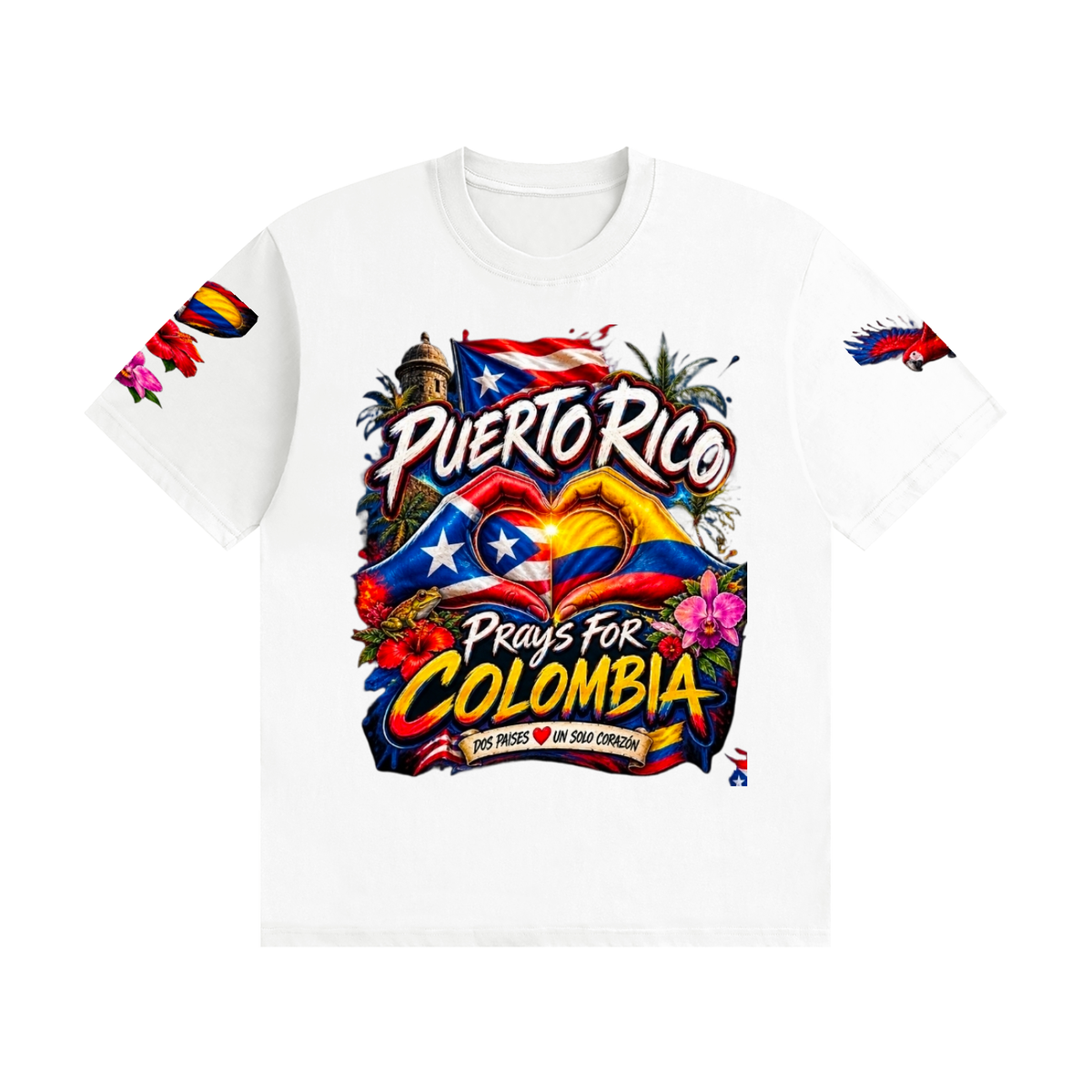 Puerto Rico Prays for Colombia  – Unidos de Corazón T-Shirt Unisex Seamless Cotton T-Shirt