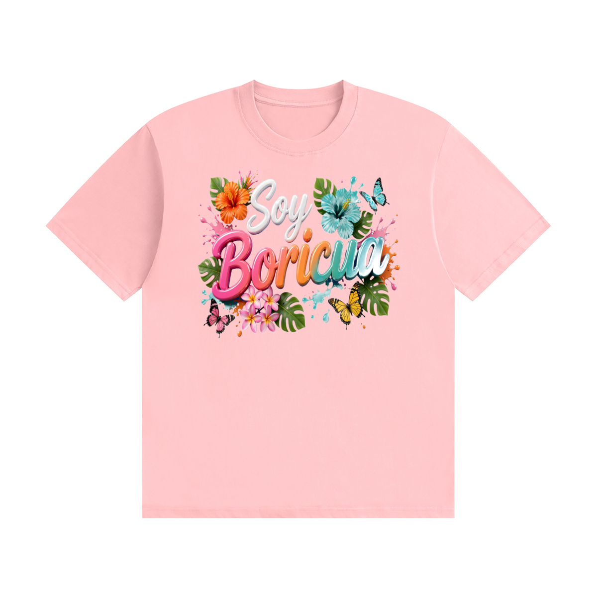 Soy Boricua Floral T-Shirt – Puerto Rican Pride Tropical Graphic TeeUnisex Seamless Cotton T-Shirt
