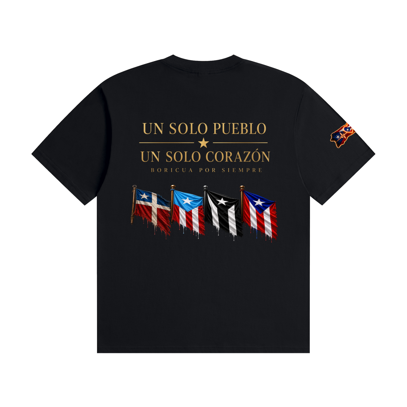 Un Solo Pueblo Puerto Rico Heritage Tee | Evolution of the Flag Unisex Seamless Cotton T-Shirt