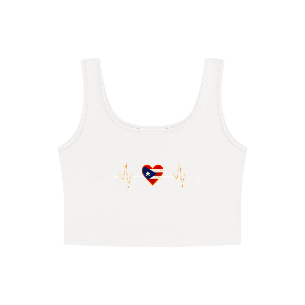 Puerto Rico Heartbeat Women’s Crop Tank Top Women's Cropped Tank Top